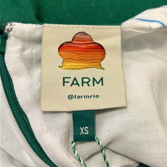 Farm Rio Soft Garden Linen Blend Puff Sleeve Mini Dress Floral Blue NWT Size XS - Picture 13 of 16